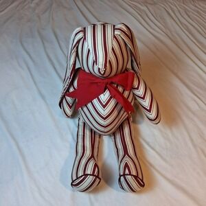 Striped Bunny Toy – Red & White Cotton, 21-22" Long – Vintage Look branching out